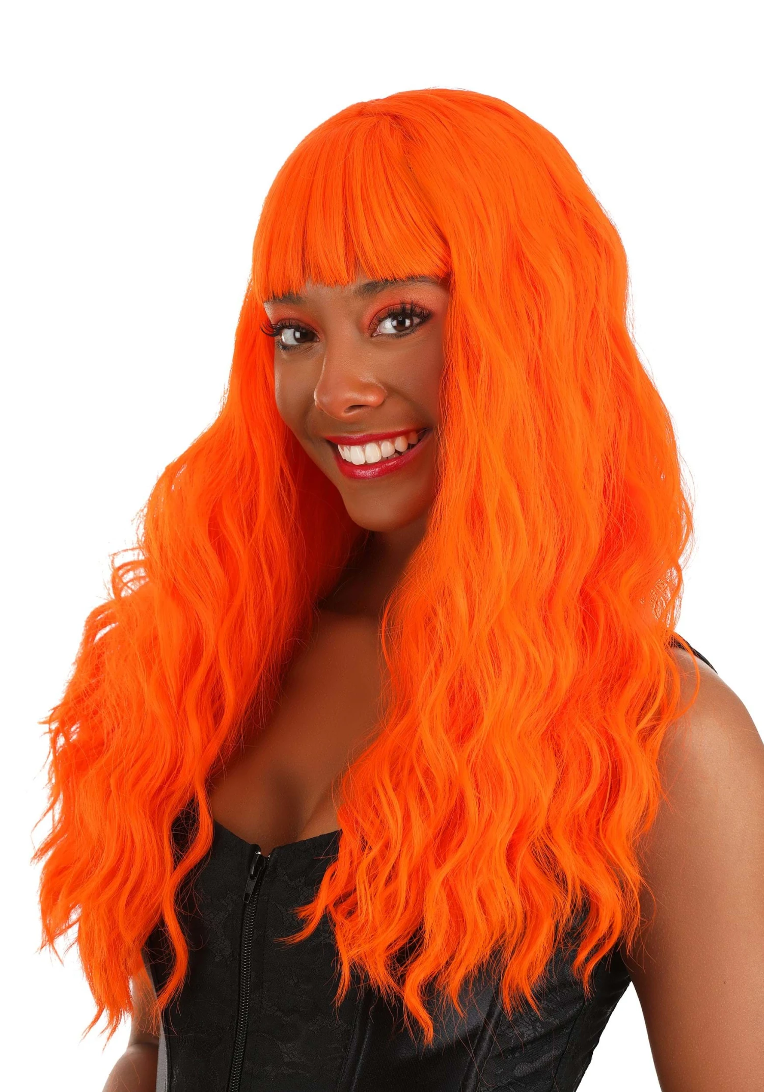 Partytime Wig Fiery Orange Long Wavy Wig For Women 3 Partytime Wig Fiery Orange Long Wavy Wig For Women - Image 3