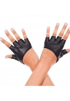 Music Legs Fingerless Black Cropped Gloves For Women