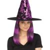 Fun World Women's Flip Sequin Purple Witch Hat