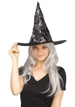 Fun World Flip Sequin Witch Hat Silver