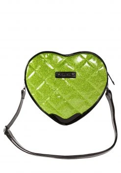Rock Rebel Shop Frank Studded Quilted Glittery Faux Patent Heart Purse
