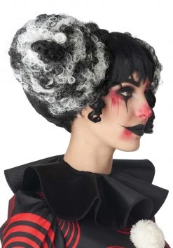California Costume Collection Black And White Clown Funhouse Wig -Cheap Halloween Store funhouse clown black and white wig alt 2