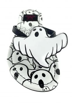 Strange Cvlt Ghost Icon Slip On Sandals -Cheap Halloween Store ghost icon sandals alt 3