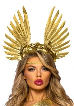 Leg Avenue Floral And Feather Golden Goddess Headband