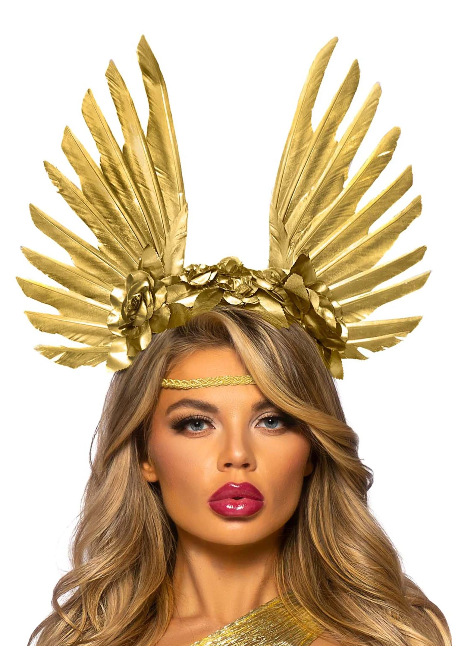 Leg Avenue Floral And Feather Golden Goddess Headband 1 Leg Avenue Floral And Feather Golden Goddess Headband