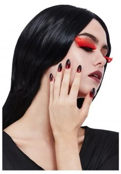Smiffys Gothic Red & Black Eyelash And Nail Set