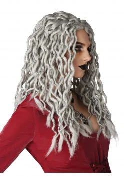 California Costume Collection Gray Crinkle Braids Wig -Cheap Halloween Store gray crinkle dreads wig alt 2