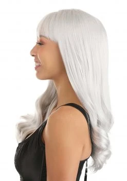 Partytime Wig Gray Wavy Long Wig -Cheap Halloween Store gray full wavy wig alt 2