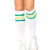 Leg Avenue Green And Yellow Striped Athletic Socks