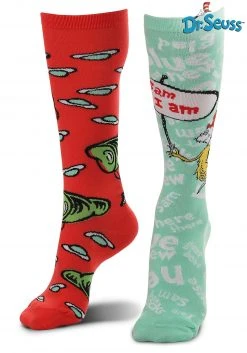 Elope Mismatched Green Eggs & Ham Knee High Costume Socks