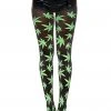 Music Legs Opaque Green Leaf Print Tights