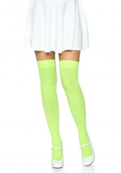 Leg Avenue Green Opaque Thigh High Nylon Stockings