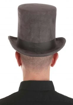Elope Adult Grey Top Hat 7 Elope Adult Grey Top Hat -Cheap Halloween Store grey top hat alt 2