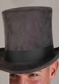 Elope Adult Grey Top Hat 8 Elope Adult Grey Top Hat -Cheap Halloween Store grey top hat alt 3