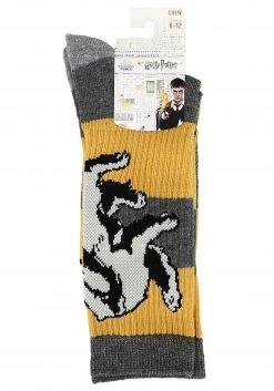 Bioworld Merchandising / Independent Sales Hufflepuff Harry Potter Rugby Stripe Crew Socks -Cheap Halloween Store harry potter hufflepuff rugby stripe crew socks alt 2
