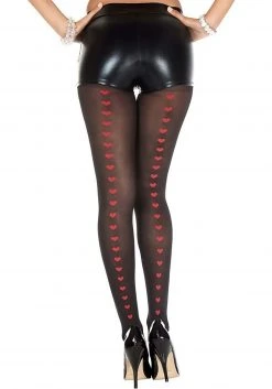 Music Legs Heart Backseam Tights For Women