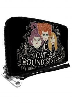 Buckle-Down Hocus Pocus Gather Round Sisters Zip Around Black Wallet