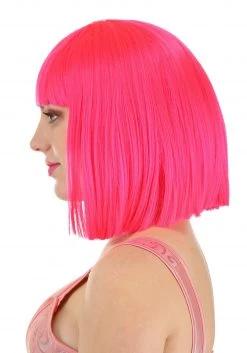 Partytime Wig Hot Pink Bob Wig Accessory -Cheap Halloween Store hot pink bob wig alt 2