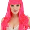 Partytime Wig Hot Pink Long Wavy Wig For Women