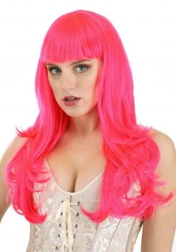 Partytime Wig Hot Pink Long Wavy Wig For Women 6 Partytime Wig Hot Pink Long Wavy Wig For Women -Cheap Halloween Store hot pink long wavy wig alt 2