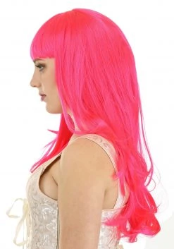 Partytime Wig Hot Pink Long Wavy Wig For Women 7 Partytime Wig Hot Pink Long Wavy Wig For Women -Cheap Halloween Store hot pink long wavy wig alt 3