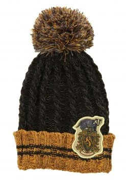Elope Hufflepuff Heathered Pom Warm Beanie -Cheap Halloween Store hufflepuff heathered pom beanie alt 3