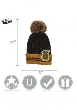 Elope Hufflepuff Heathered Pom Warm Beanie -Cheap Halloween Store hufflepuff heathered pom beanie alt 5