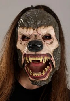 Seasonal Visions International, Ltd. Jabbering Jaw Wolfman Mask For Adults -Cheap Halloween Store jabbering jaw wolfman mask alt 3