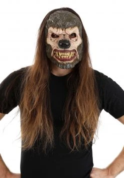 Seasonal Visions International, Ltd. Jabbering Jaw Wolfman Mask For Adults -Cheap Halloween Store jabbering jaw wolfman mask alt 4