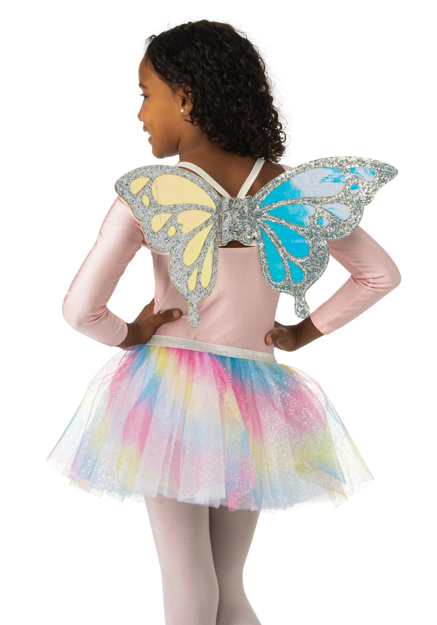 Rubies Costume Co. Inc Kids Silver Glitter Iridescent Butterfly Wings 2 Rubies Costume Co. Inc Kids Silver Glitter Iridescent Butterfly Wings - Image 2