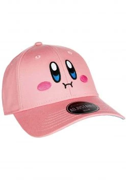 Bioworld Merchandising / Independent Sales Kirby Big Face Embroidered Curved Bill Snapback Hat -Cheap Halloween Store kirby big face embroidered curved bill snapback alt 2