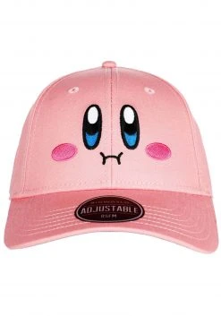Bioworld Merchandising / Independent Sales Kirby Big Face Embroidered Curved Bill Snapback Hat -Cheap Halloween Store kirby big face embroidered curved bill snapback alt 3