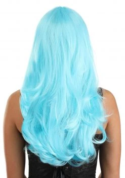 Partytime Wig Light Blue Full Wavy Wig Accessory -Cheap Halloween Store light blue full wavy wig alt 3