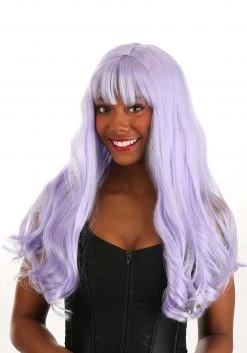 Partytime Wig Light Purple Long Wavy Wig For Women 6 Partytime Wig Light Purple Long Wavy Wig For Women -Cheap Halloween Store light purple long wavy wig alt 2