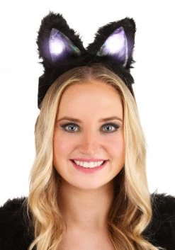 Elope Light-Up Black Cat LumenEars Glowing Headband -Cheap Halloween Store light up black cat lumenears headband 1