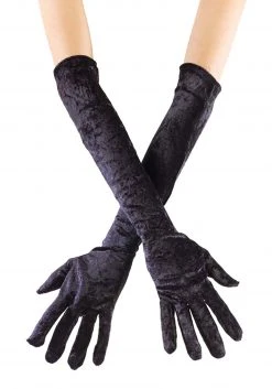 Fun World Black Long Velvet Gloves