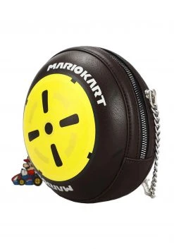 Bioworld Merchandising / Independent Sales Mario Kart Molded Wheel Women's Crossbody Handbag -Cheap Halloween Store mario kart molded wheel crossbody handbag alt 2