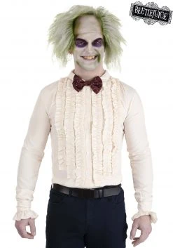 Savvy Garments Men's Beetlejuice Wedding Suit Shirt And Bowtie