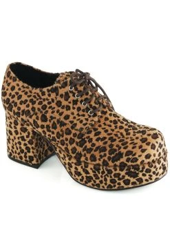 Ellie Leopard Platform Pimp Shoe For Men