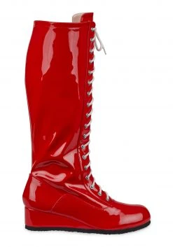 A Leading Role Men's Red Wrestling Boots -Cheap Halloween Store mens red wrestling boot alt 2