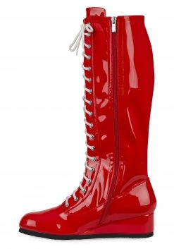 A Leading Role Men's Red Wrestling Boots -Cheap Halloween Store mens red wrestling boot alt 4