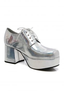 Ellie Silver Hologram Pimp Shoes For Men