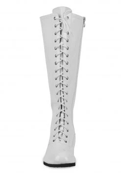 A Leading Role Men's White Wrestling Boots -Cheap Halloween Store mens white wrestling boot alt 2