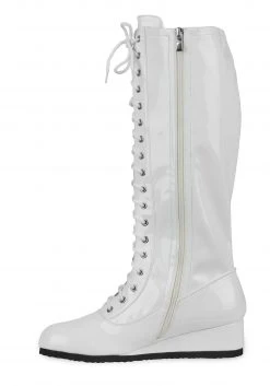 A Leading Role Men's White Wrestling Boots -Cheap Halloween Store mens white wrestling boot alt 3
