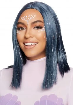 Leg Avenue Tinsel Midnight Blue Long Bob Wig