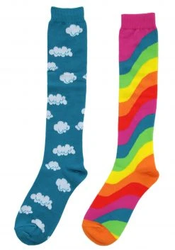 Elope Mismatched Rainbow Knee-High Socks