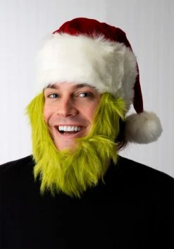 Elope Grinch Costume Hat With Fur Beard 7 Elope Grinch Costume Hat With Fur Beard -Cheap Halloween Store mister grinch hat with fur beard alt 2