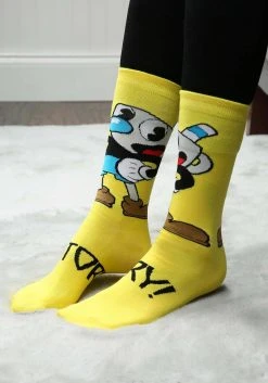 Elope Cuphead Mugman Victory! Crew Socks -Cheap Halloween Store mugman victory crew socks alt 2
