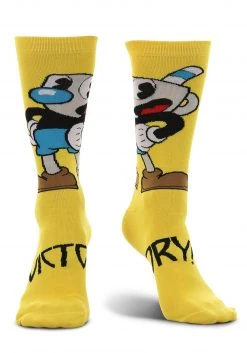 Elope Cuphead Mugman Victory! Crew Socks -Cheap Halloween Store mugman victory crew socks alt 3