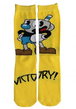 Elope Cuphead Mugman Victory! Crew Socks -Cheap Halloween Store mugman victory crew socks alt 5